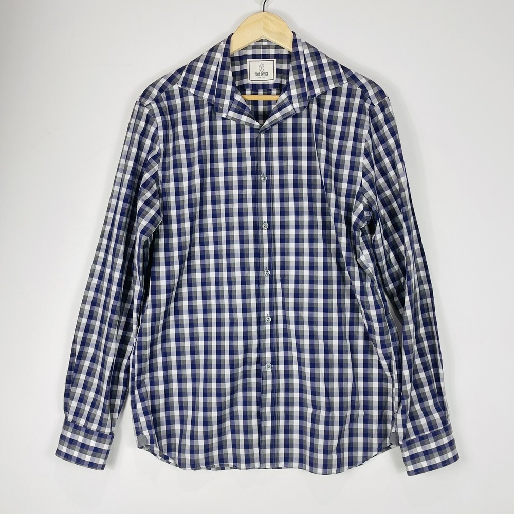 Todd Snyder NYC Men 16 34/35 Shirt Purple Plaid Casual Preppy‎ Academic Workwear